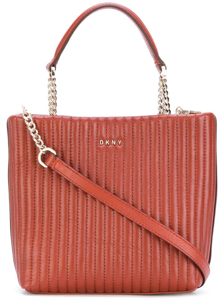 Dkny - Quilted Pinstripe Shopper - Women - Lamb Skin - One Size, Brown, Lamb Skin