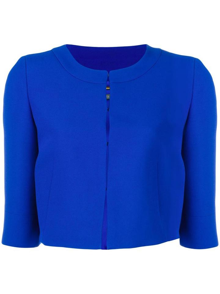 Alberta Ferretti Three-quarters Sleeve Cropped Jacket, Women's, Size: 40, Blue, Acetate/rayon
