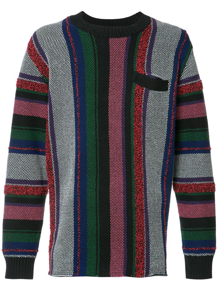 Sacai - Vertical Stripe Jumper - Men - Cotton/acrylic - 4, Grey, Cotton/acrylic
