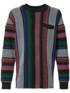 Sacai - Vertical Stripe Jumper - Men - Cotton/acrylic - 4, Grey, Cotton/acrylic