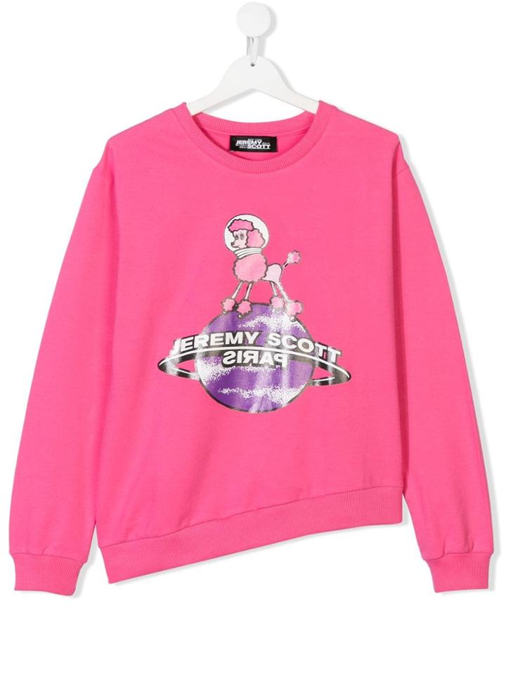 Jeremy Scott Junior Teen Globe Print Asymmetric Sweatshirt - Pink &