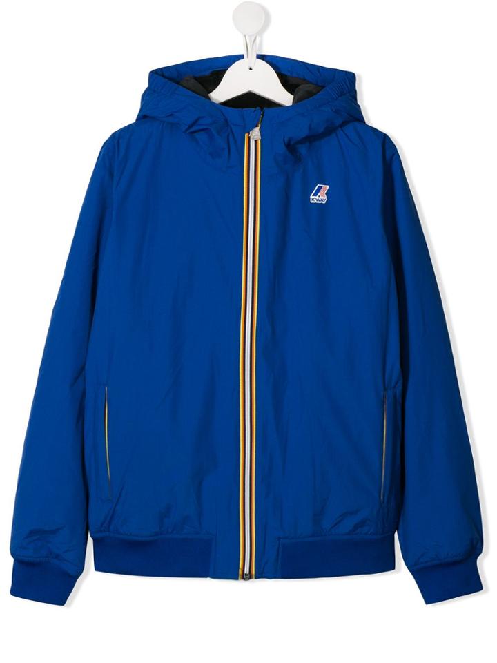 K Way Kids Teen Logo Printed Rain Jacket - Blue