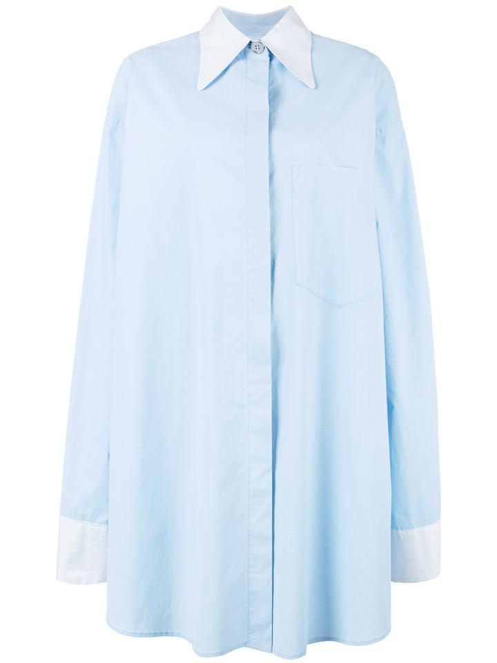 Mm6 Maison Margiela - Double Face Dress - Women - Cotton/polyurethane - 46, Women's, Blue, Cotton/polyurethane