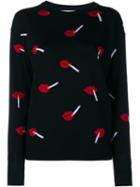 Moschino Cigarette Lips Sweater, Women's, Size: Medium, Black, Wool