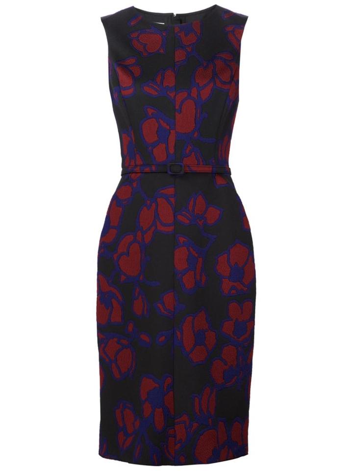 Oscar De La Renta Floral Jacquard Fitted Dress, Women's, Size: 4, Black, Spandex/elastane/polyester/nylon