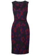Oscar De La Renta Floral Jacquard Fitted Dress, Women's, Size: 4, Black, Spandex/elastane/polyester/nylon