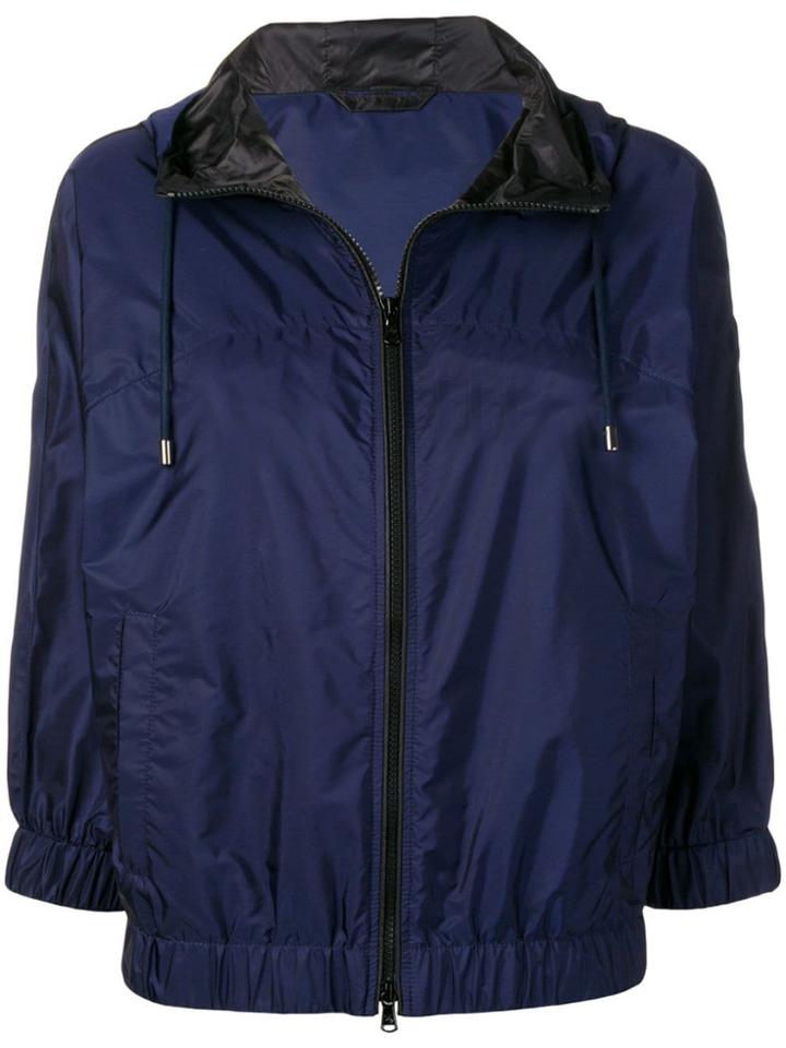 Fay Cropped Sleeves Hooded Jacket - Blue