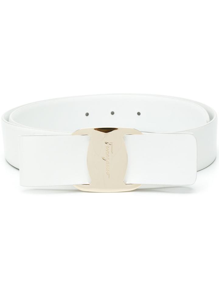 Salvatore Ferragamo Vara Bow Belt - White