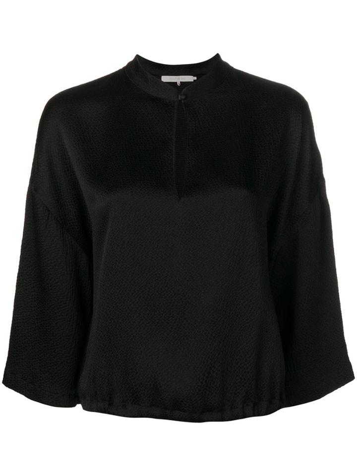 L'autre Chose Button Collar Blouse - Black