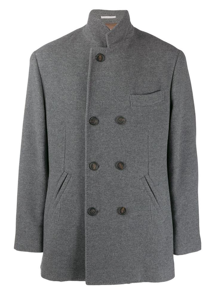 Brunello Cucinelli Classic Pea Coat - Grey