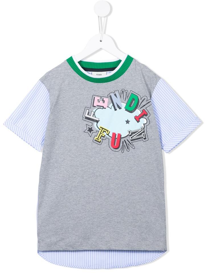 Fendi Kids Fun Print T-shirt, Boy's, Size: 6 Yrs, Grey