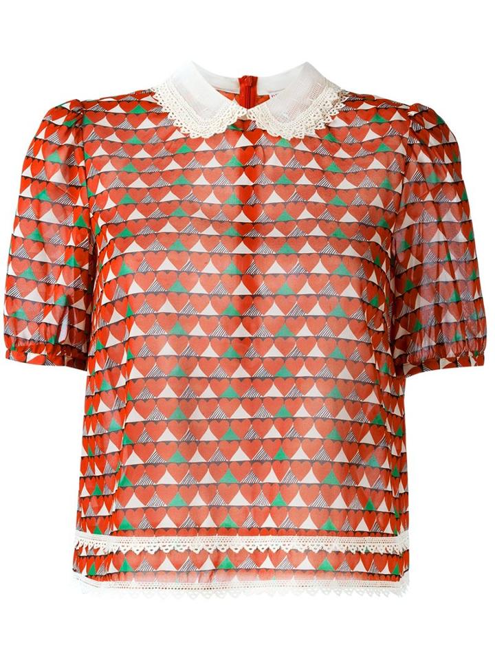 Red Valentino Heart Print Blouse