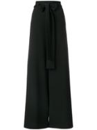 Marc Ellis Tie Waist Wide Leg Trousers - Black