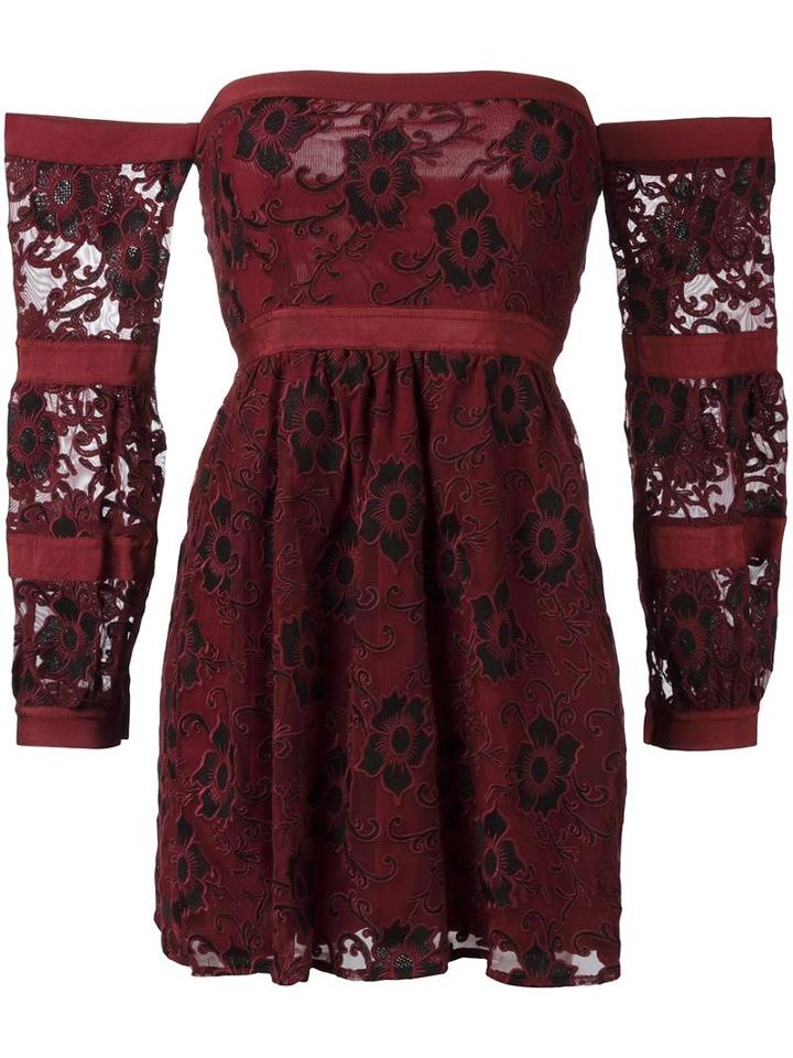 For Love And Lemons Off-shoulder Lace Dress, Women's, Size: Xs, Red, Polyester/spandex/elastane/nylon
