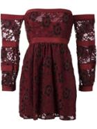 For Love And Lemons Off-shoulder Lace Dress, Women's, Size: Xs, Red, Polyester/spandex/elastane/nylon