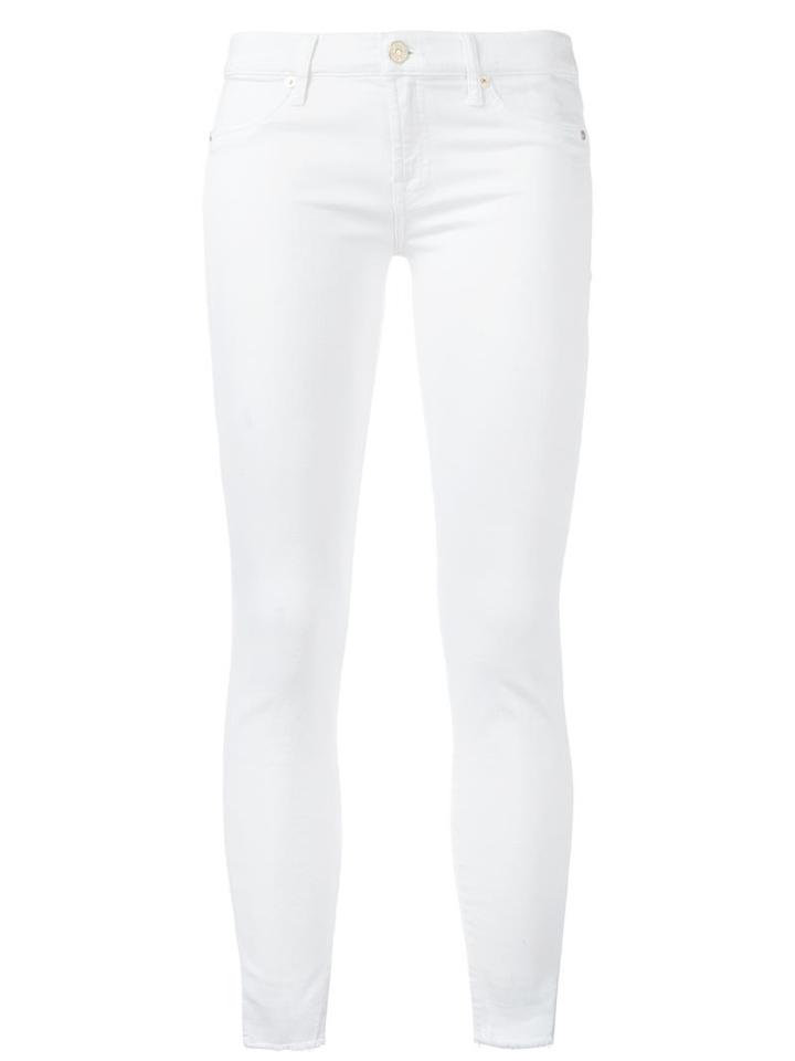 7 For All Mankind Skinny Cropped Jeans, Women's, Size: 27, White, Cotton/spandex/elastane/polyester