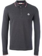 Moncler Long Sleeve Polo Shirt, Men's, Size: Medium, Grey, Cotton