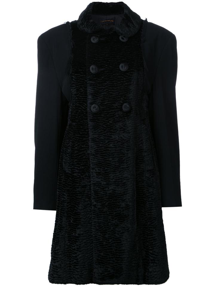 Comme Des Garçons Vintage Faux Fur Overlay Coat - Black