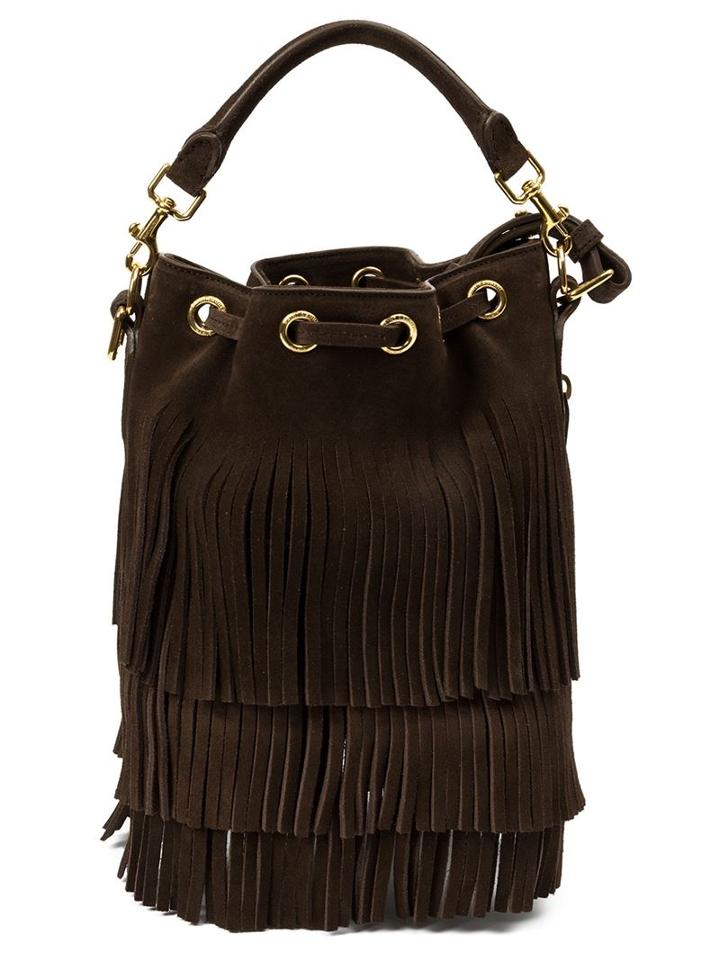 Saint Laurent Small Emmanuelle Bucket Bag, Women's, Brown, Calf Leather