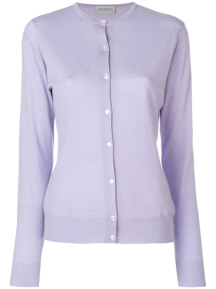 John Smedley Button-down Fitted Cardigan - Pink & Purple