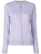 John Smedley Button-down Fitted Cardigan - Pink & Purple