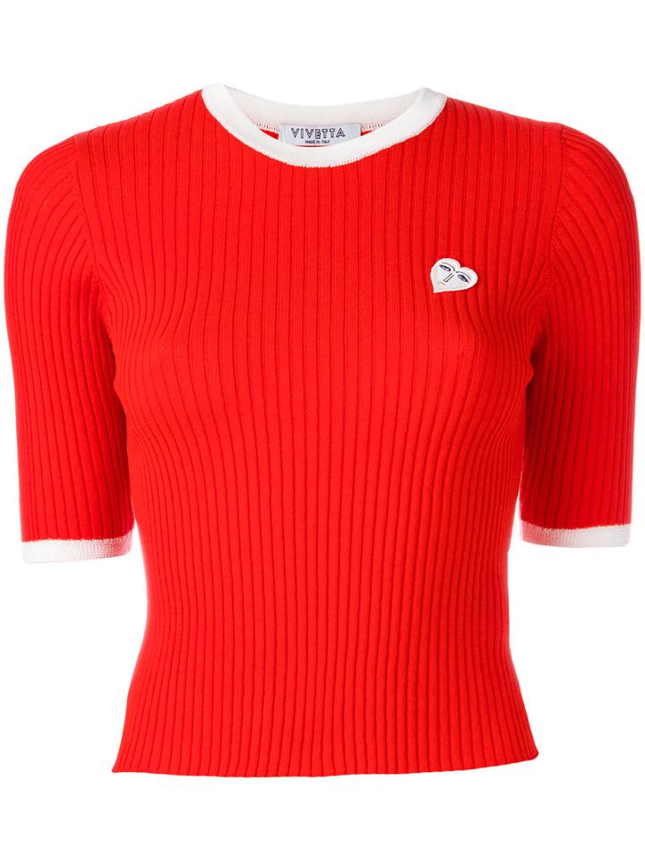 Vivetta Heart Patch Knitted Top, Women's, Size: 42, Red, Cotton/polyamide/viscose