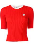 Vivetta Heart Patch Knitted Top, Women's, Size: 42, Red, Cotton/polyamide/viscose