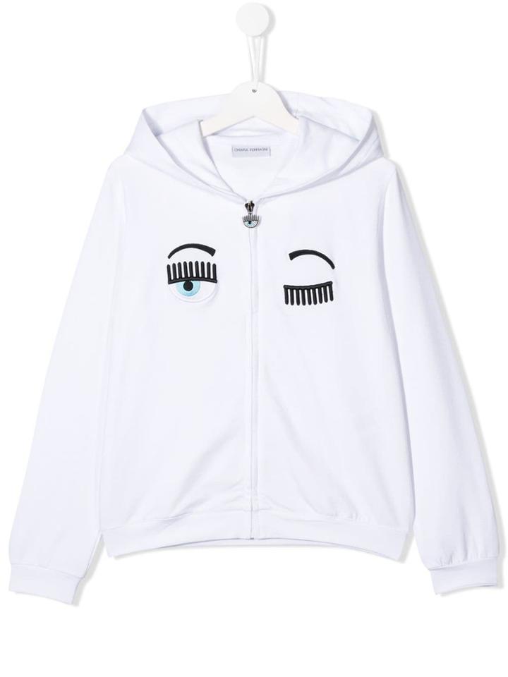 Chiara Ferragni Kids Wink Print Hoodie - White