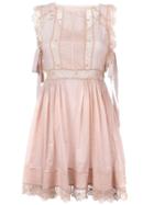 Red Valentino Lace Trim Flared Dress, Women's, Size: 42, Pink/purple, Cotton