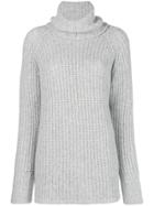 Incentive! Cashmere Turtleneck Cable Knit Jumper - Grey