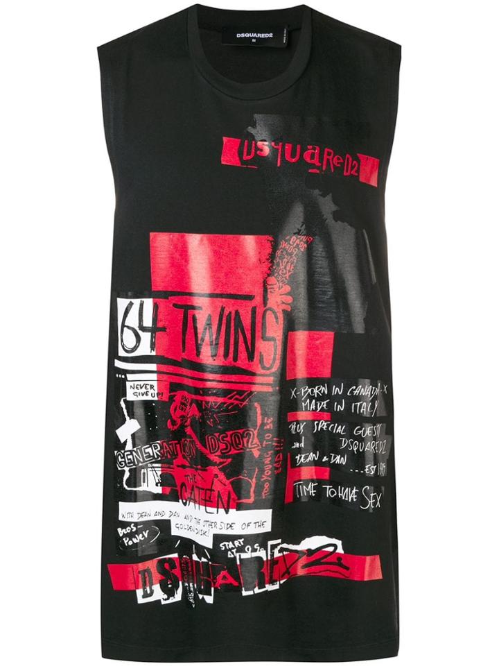 Dsquared2 Printed Tank Top - Black