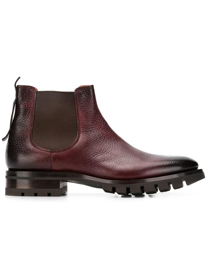 Santoni High Ankle Boots - Red