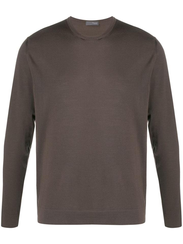 Drumohr Merino Ribbed Neck Jumper - Brown