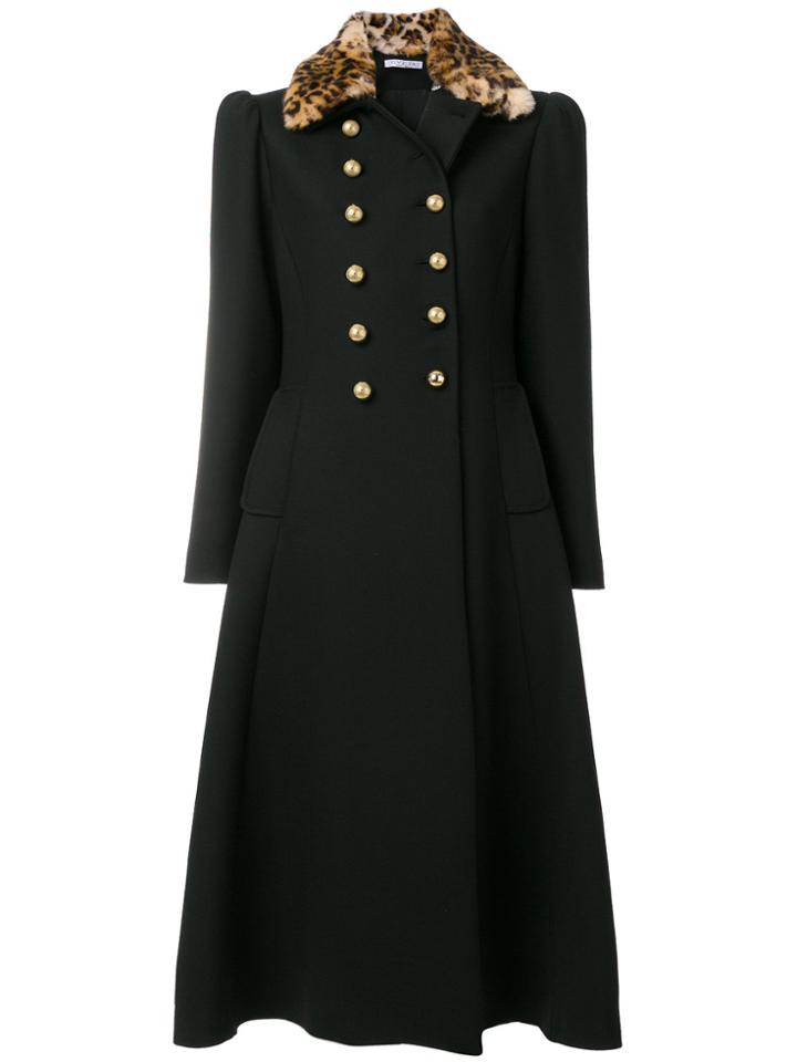 Vivetta Leopard Print Collar Coat - Black