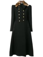 Vivetta Leopard Print Collar Coat - Black