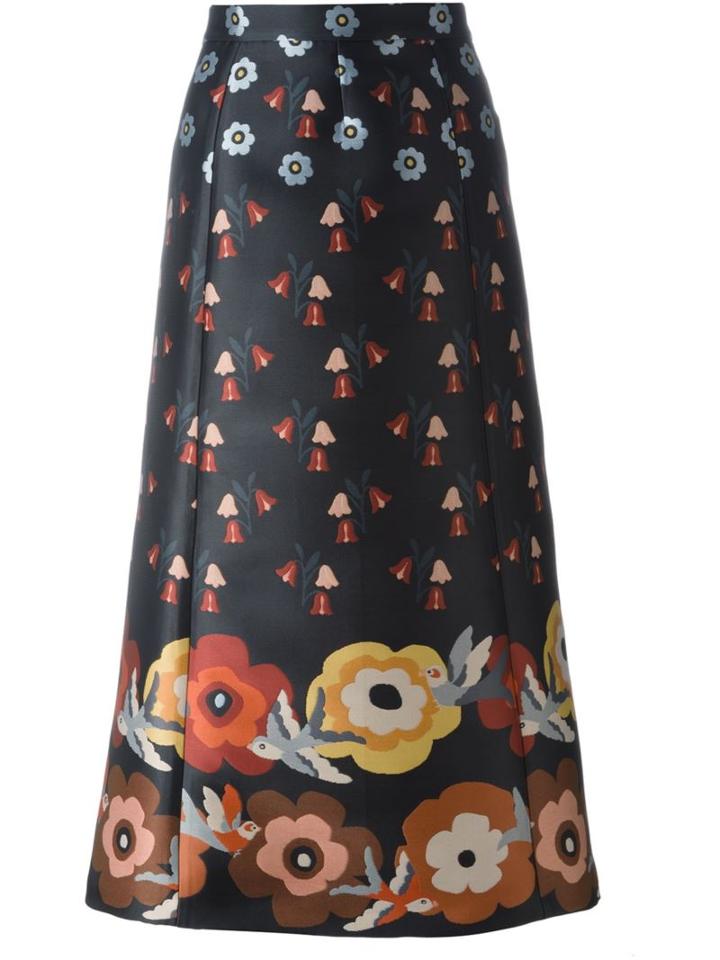Red Valentino Floral Jacquard Skirt, Women's, Size: 44, Polyester/polyamide