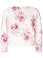 Prada Cropped Sleeve Floral Sweater - White