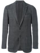 Lardini Two Button Blazer, Men's, Size: 52, Grey, Linen/flax/cotton/polyester
