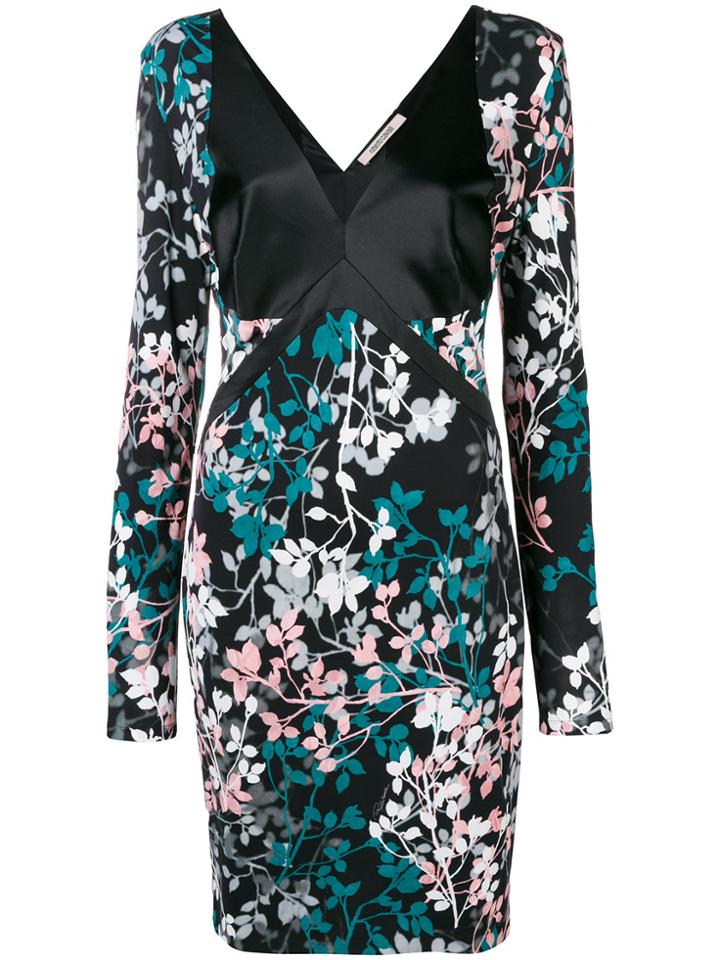 Roberto Cavalli Floral Print Long-sleeve Dress - Blue