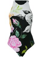 Off-white Floral Print Swimsuit - Black