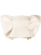 Delpozo - Off Shoulder Frill Top - Women - Cotton/linen/flax - 38, Nude/neutrals, Cotton/linen/flax
