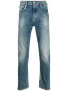 Calvin Klein Jeans Distressed Straight Leg Jeans - Blue