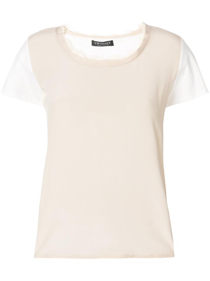 Twin-set Frayed Neck T-shirt - Nude & Neutrals