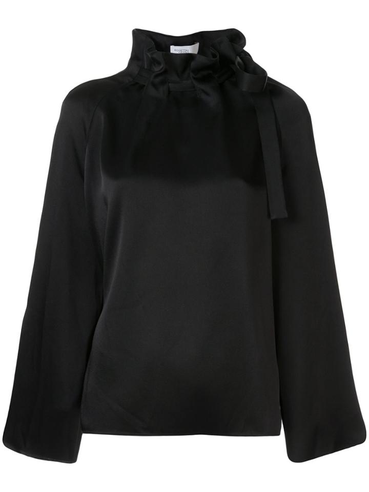 Rosetta Getty Ruffled Neck Blouse - Black