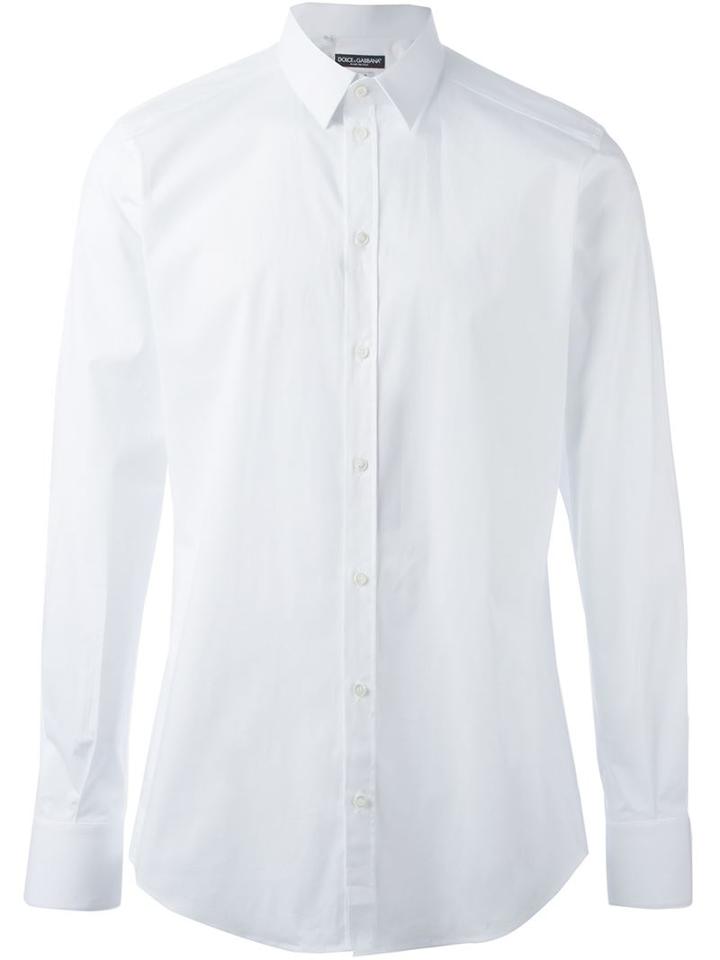 Dolce & Gabbana Classic Shirt, Men's, Size: 44, White, Cotton/spandex/elastane
