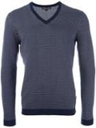 Michael Kors Patterned Longsleeved T-shirt, Men's, Size: Small, Blue, Cotton