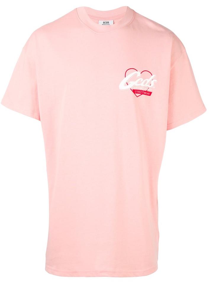 Gcds Logo Print T-shirt, Men's, Size: Large, Pink/purple, Cotton