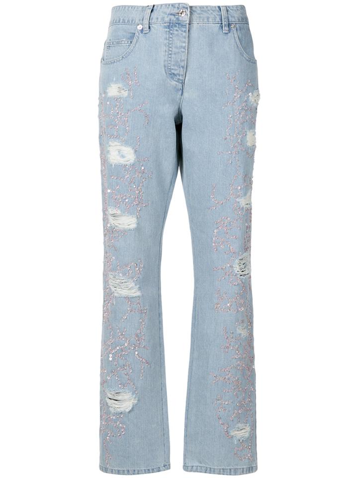 Blumarine Embellished Ripped Jeans - Blue