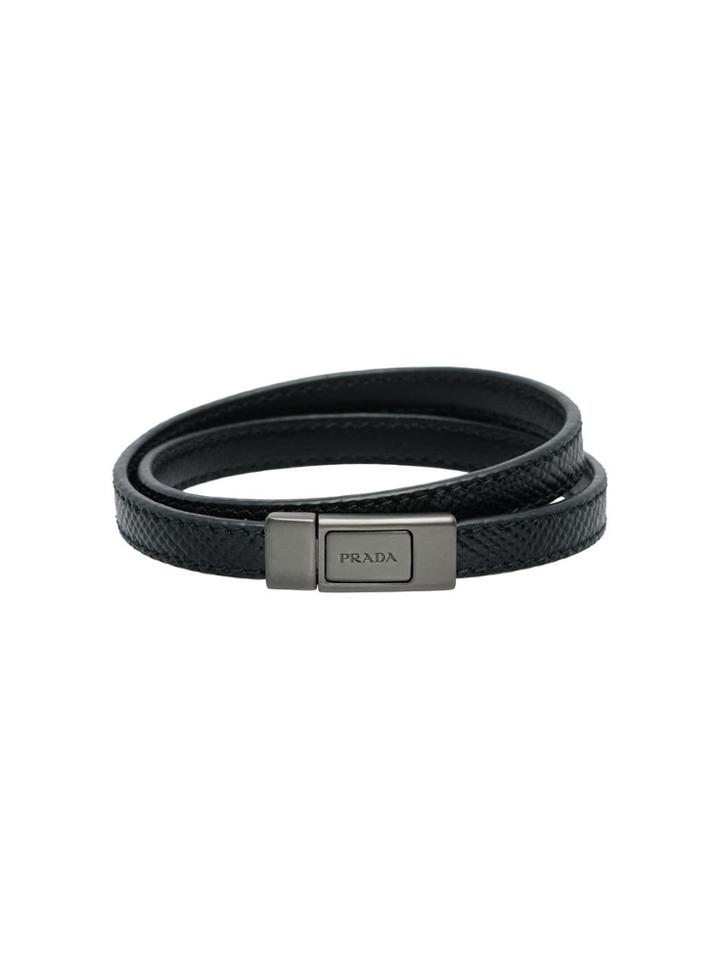 Prada Saffiano Leather Bracelet - Black