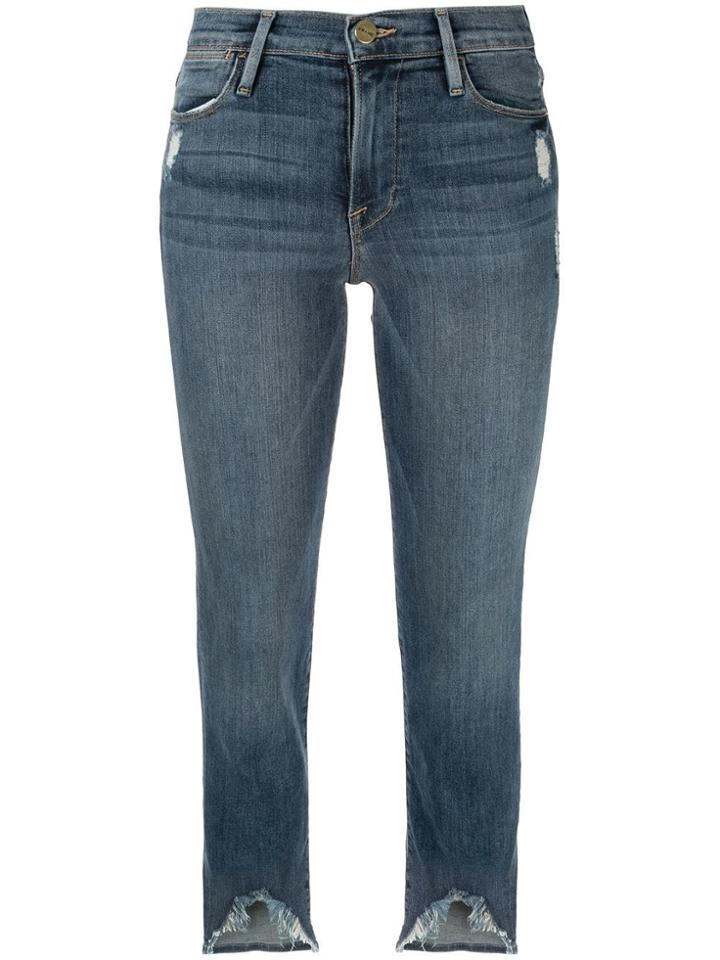 Frame Ripped Hem Jeans - Blue
